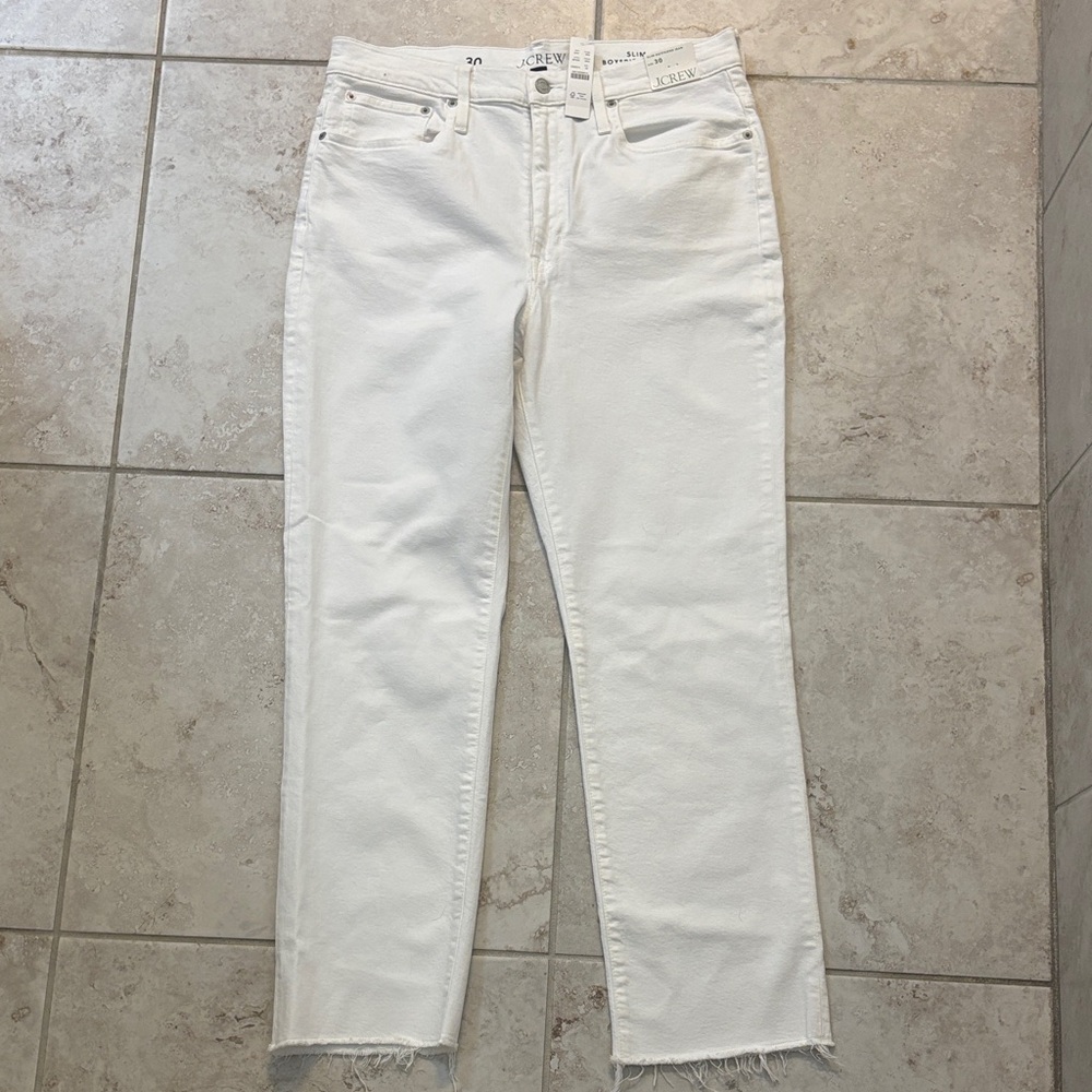 J. Crew White Straight Leg High-Rise Jeans